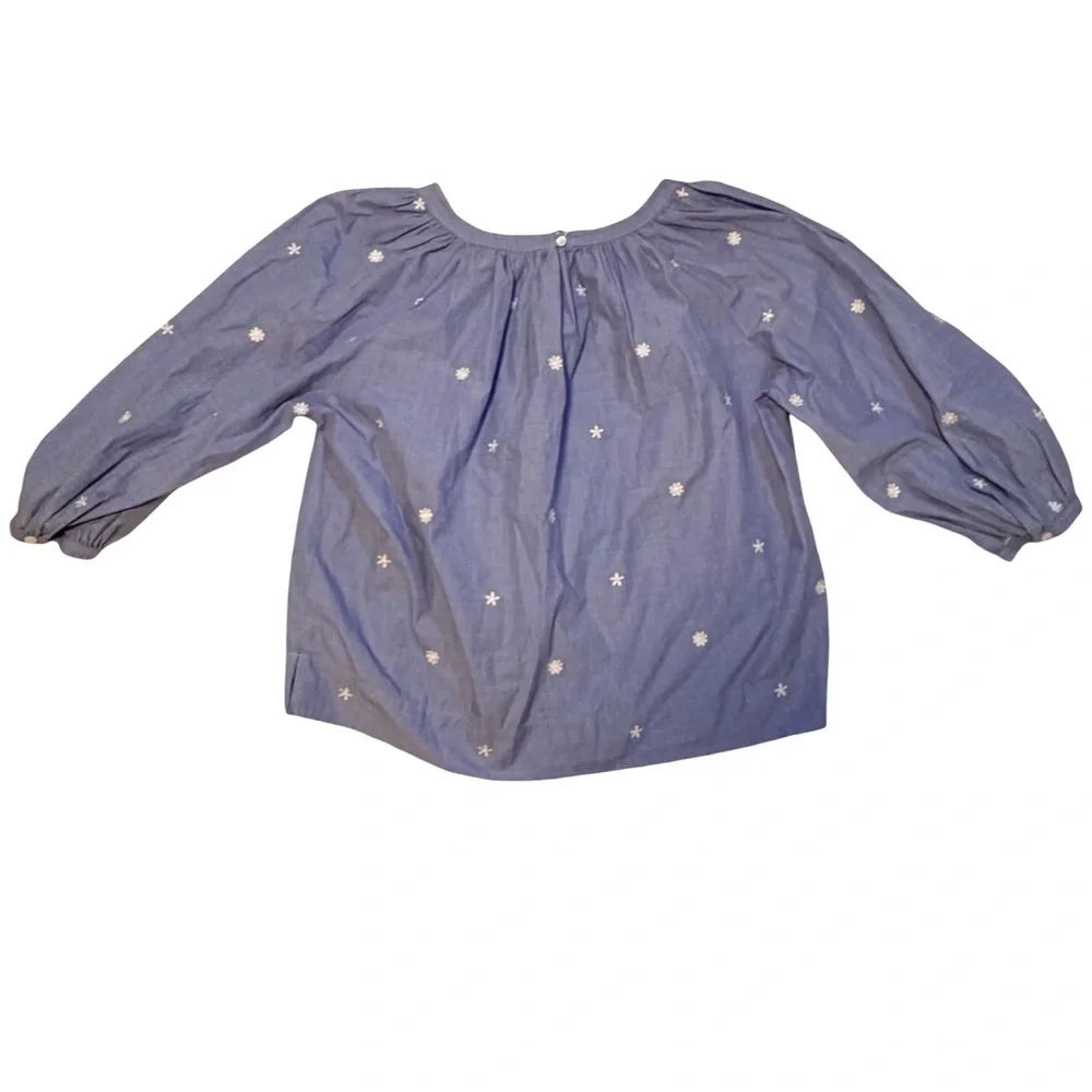 J. Crew Perfect Top With Embroidery In‎ Blue-Sz Small